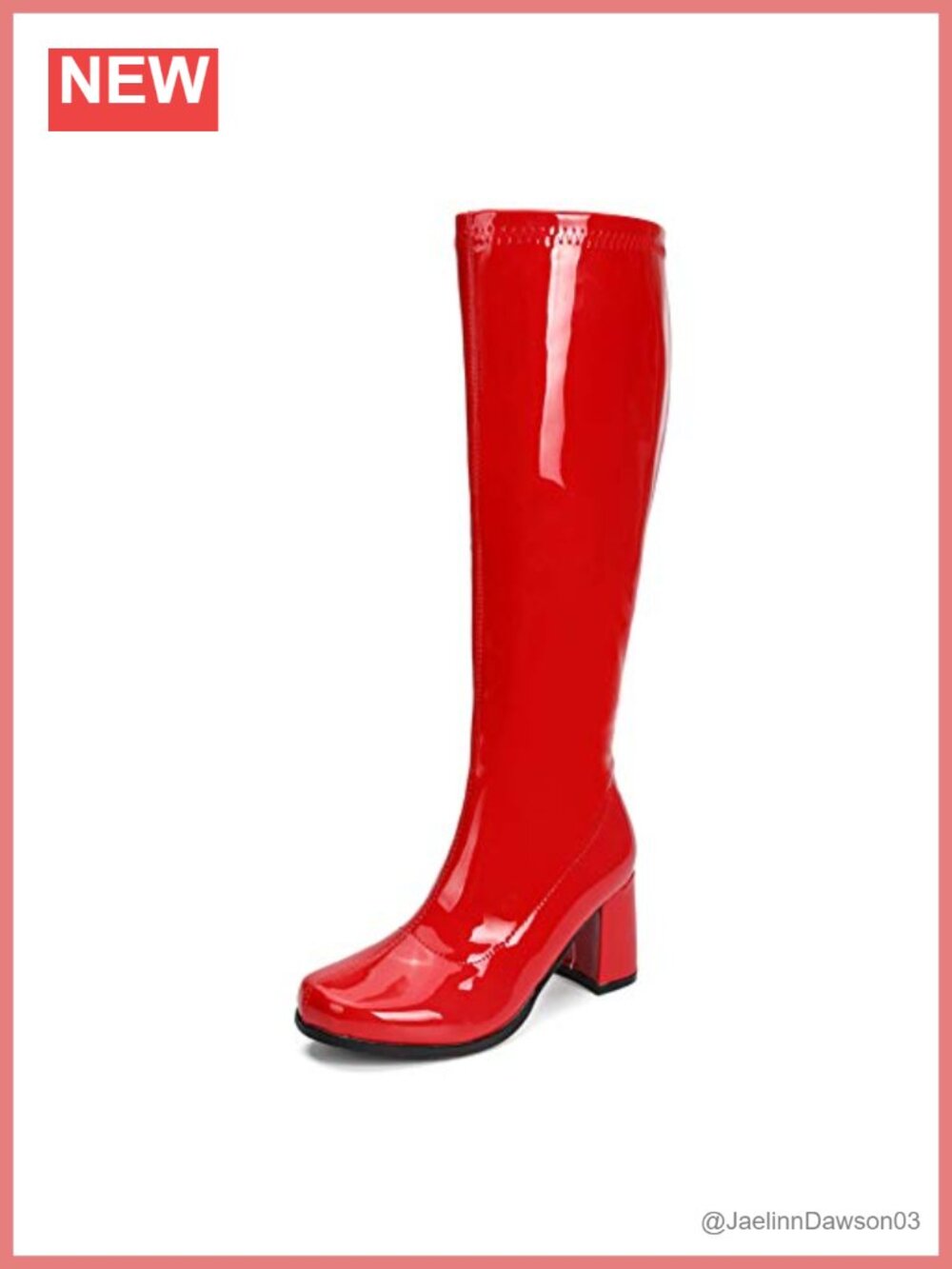 Women's Knee High Gogo Boots Block Heel Square Toe Faux Leather Patent